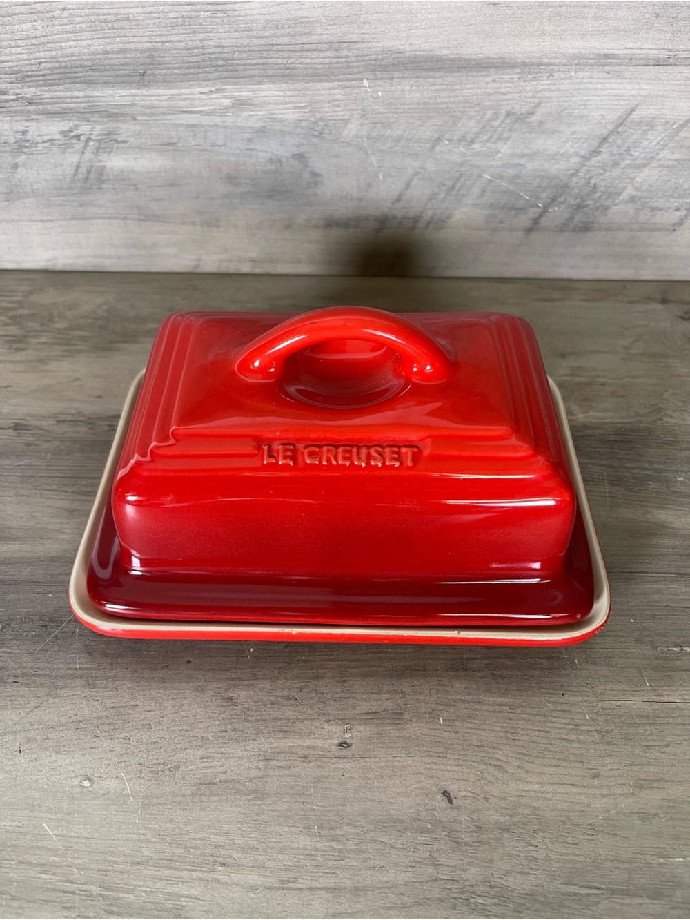 Le Creuset Red Cerise Heritage Butter Dish
